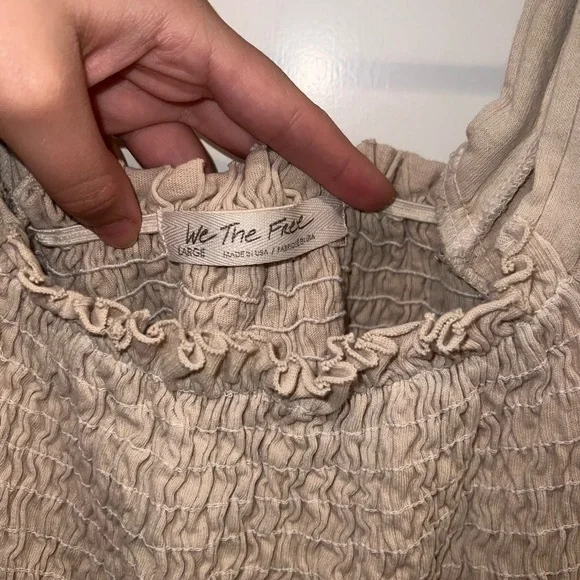 Free people brown rouched puff sleeve croptop - Picture 2 of 3